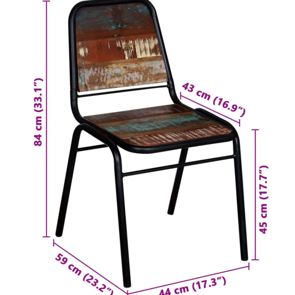 vidaXL Sillas-Sillas de comedor 2 unidades madera maciza reciclada