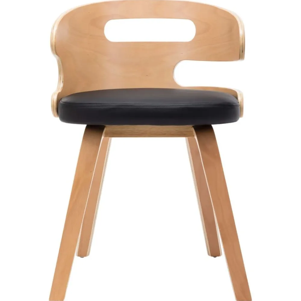 vidaXL Sillas-Sillas de comedor 4 uds madera curvada cuero sintético negro