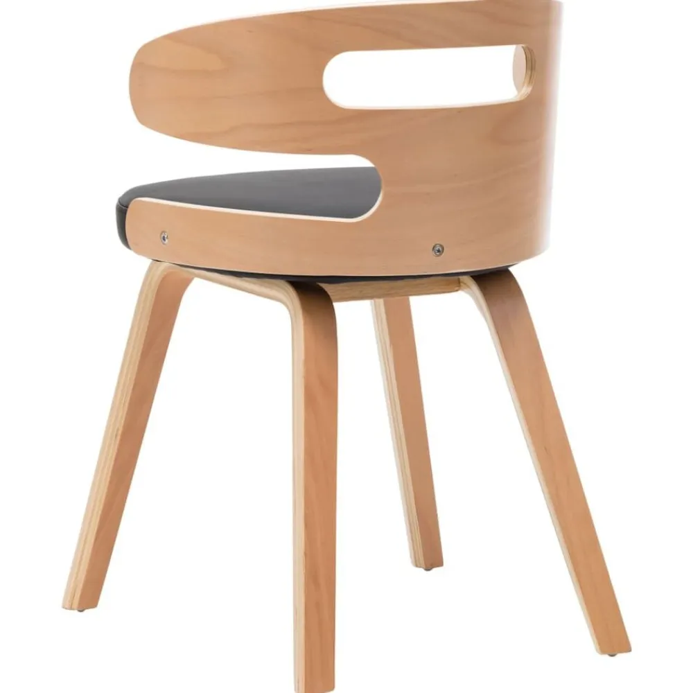 vidaXL Sillas-Sillas de comedor 4 uds madera curvada cuero sintético negro