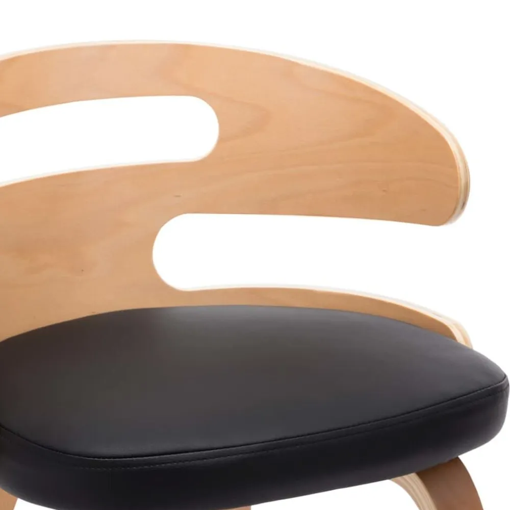 vidaXL Sillas-Sillas de comedor 4 uds madera curvada cuero sintético negro