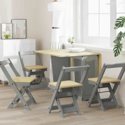 vidaXL Sillas-Sillas de comedor plegables 4 uds Corona madera pino