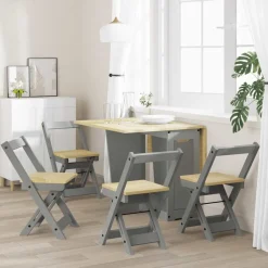 vidaXL Sillas-Sillas de comedor plegables 4 uds Corona madera pino