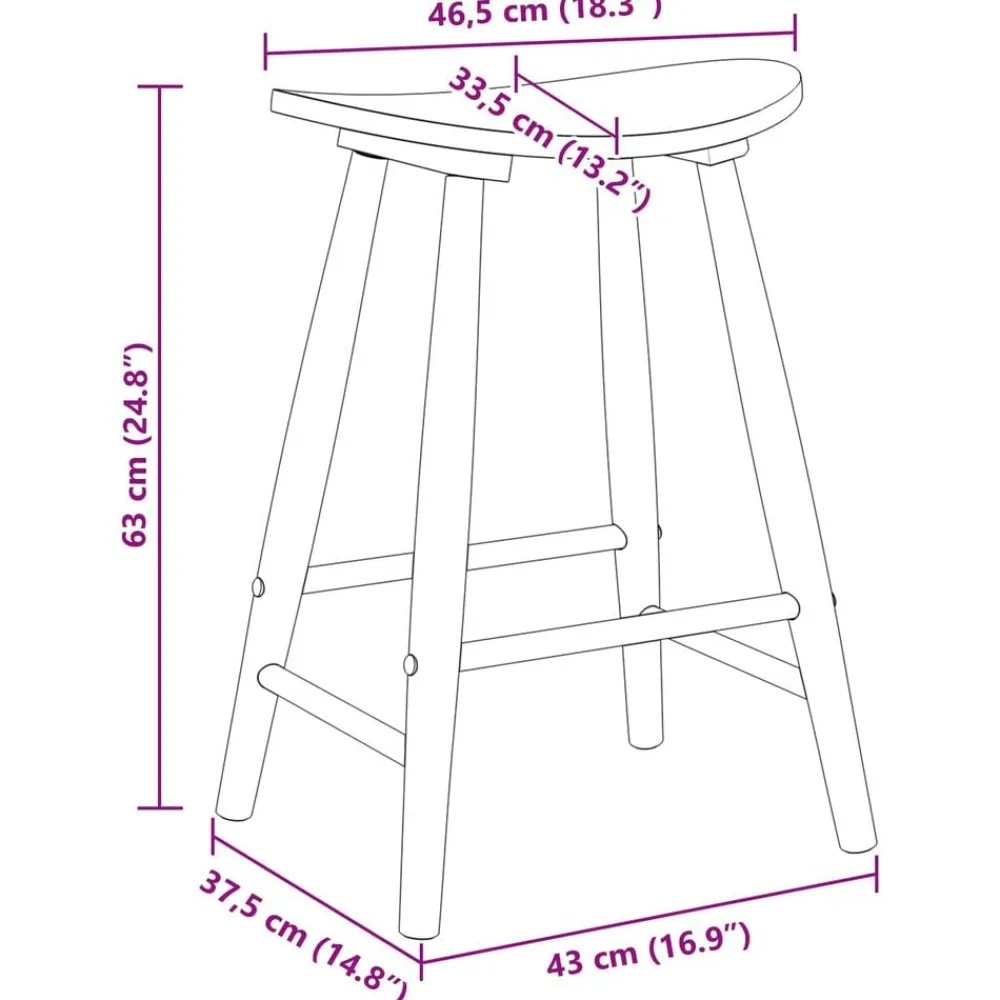vidaXL Sillas-Sillas de comedor 2 pcs 46 x 37 x 63 cm