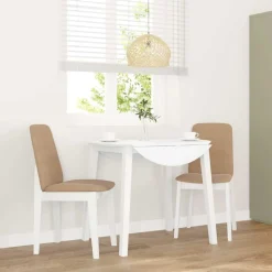 vidaXL Sillas de comedor con cojines 2uds madera maciza blanco caucho Blanco y marr&oacute;n Best