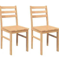 vidaXL Sillas de comedor 2 unidades madera maciza de caucho Natural Outlet