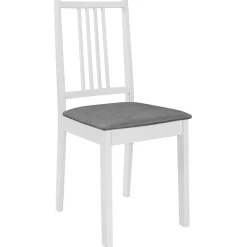 vidaXL Sillas-Sillas de comedor con cojines 4 unidades madera maciza blanca