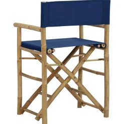 vidaXL Sillas de director plegables 2 piezas bambú y tela Azul Best