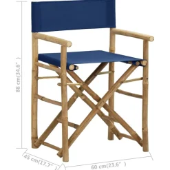 vidaXL Sillas de director plegables 2 piezas bambú y tela Azul Best