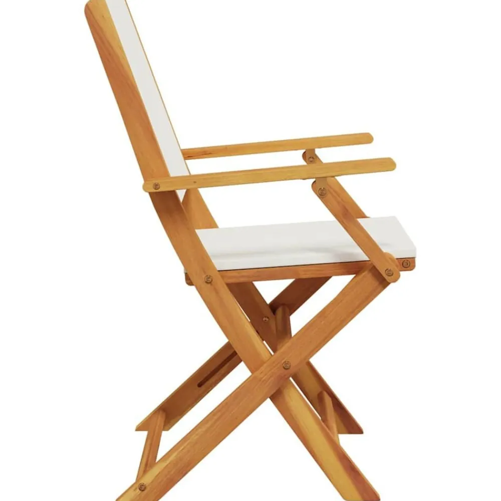 vidaXL Sillas de jardín 2 uds madera maciza acacia y tela blanco Crema Sale