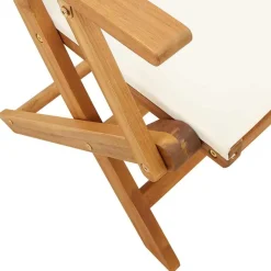 vidaXL Sillas de jardín 2 uds madera maciza acacia y tela blanco Crema Sale