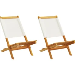vidaXL Muebles De Jardín-Sillas de jardín 2 uds madera maciza acacia y tela blanco