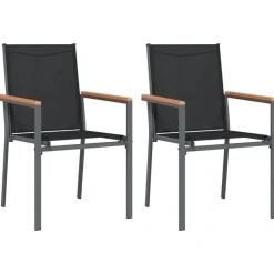 vidaXL Sillas de jardín 2 uds textilene y acero negro 55x61,5x90 cm Outlet