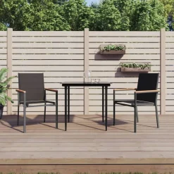 vidaXL Sillas de jardín 2 uds textilene y acero negro 55x61,5x90 cm Outlet