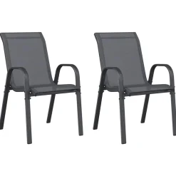 vidaXL Muebles De Jardín-Sillas de jardín apilables 2 unidades textilene