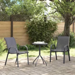vidaXL Muebles De Jardín-Sillas de jardín apilables 2 unidades textilene