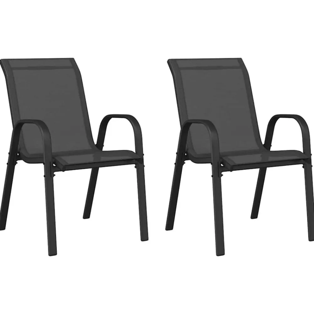 vidaXL Muebles De Jardín-Sillas de jardín apilables 2 unidades textilene