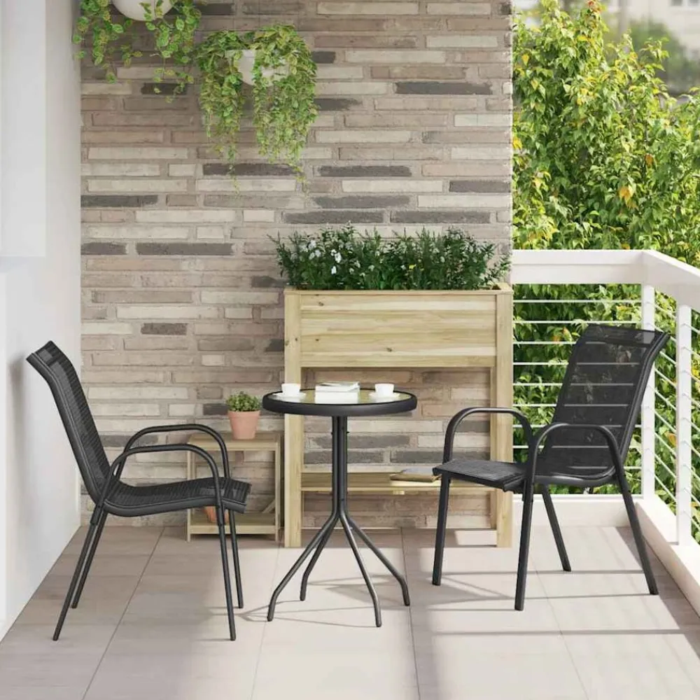 vidaXL Muebles De Jardín-Sillas de jardín apilables 2 unidades textilene