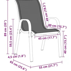 vidaXL Muebles De Jardín-Sillas de jardín apilables 2 unidades textilene