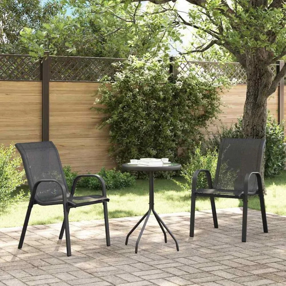 vidaXL Muebles De Jardín-Sillas de jardín apilables 2 unidades textilene