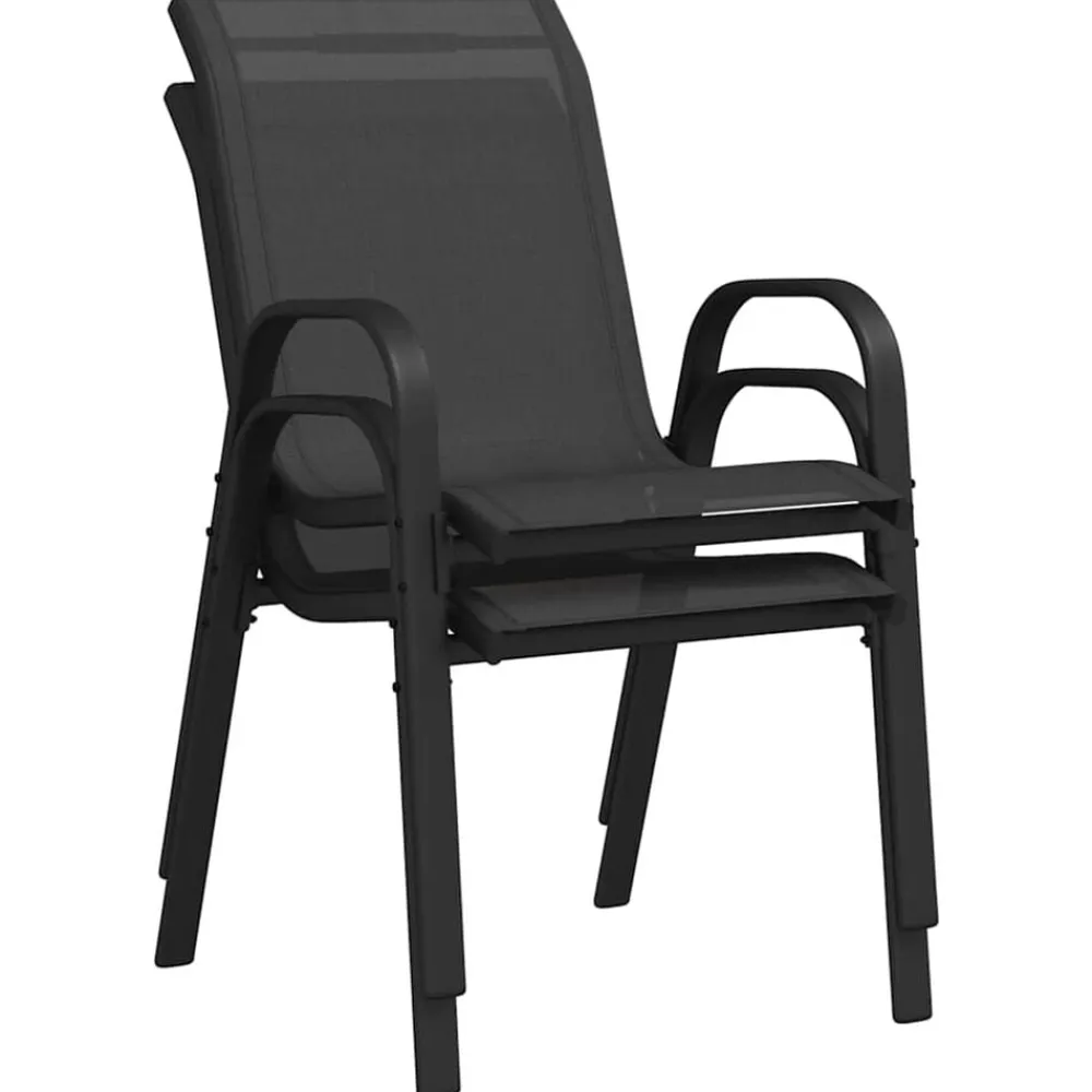 vidaXL Muebles De Jardín-Sillas de jardín apilables 2 unidades textilene