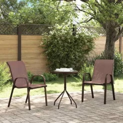 vidaXL Sillas de jardín apilables 2 unidades textilene marrón Marr&oacute;n Best