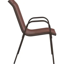 vidaXL Sillas de jardín apilables 2 unidades textilene marrón Marr&oacute;n Best