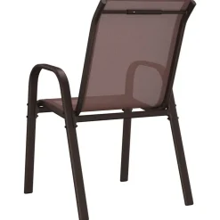 vidaXL Sillas de jardín apilables 2 unidades textilene marrón Marr&oacute;n Best