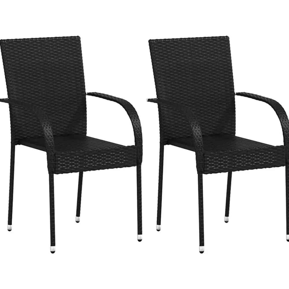 vidaXL Muebles De Jardín-Sillas de jardín apilables 2 unidades ratán sintético