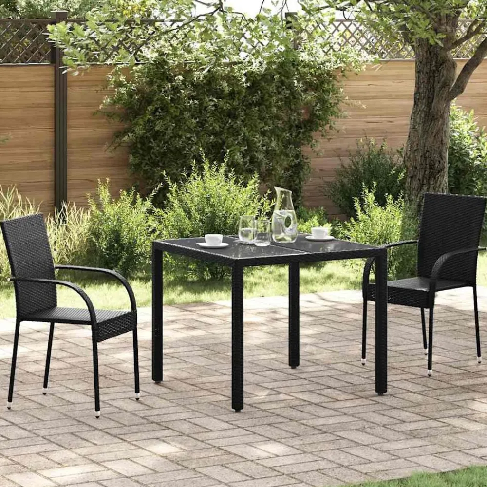 vidaXL Muebles De Jardín-Sillas de jardín apilables 2 unidades ratán sintético