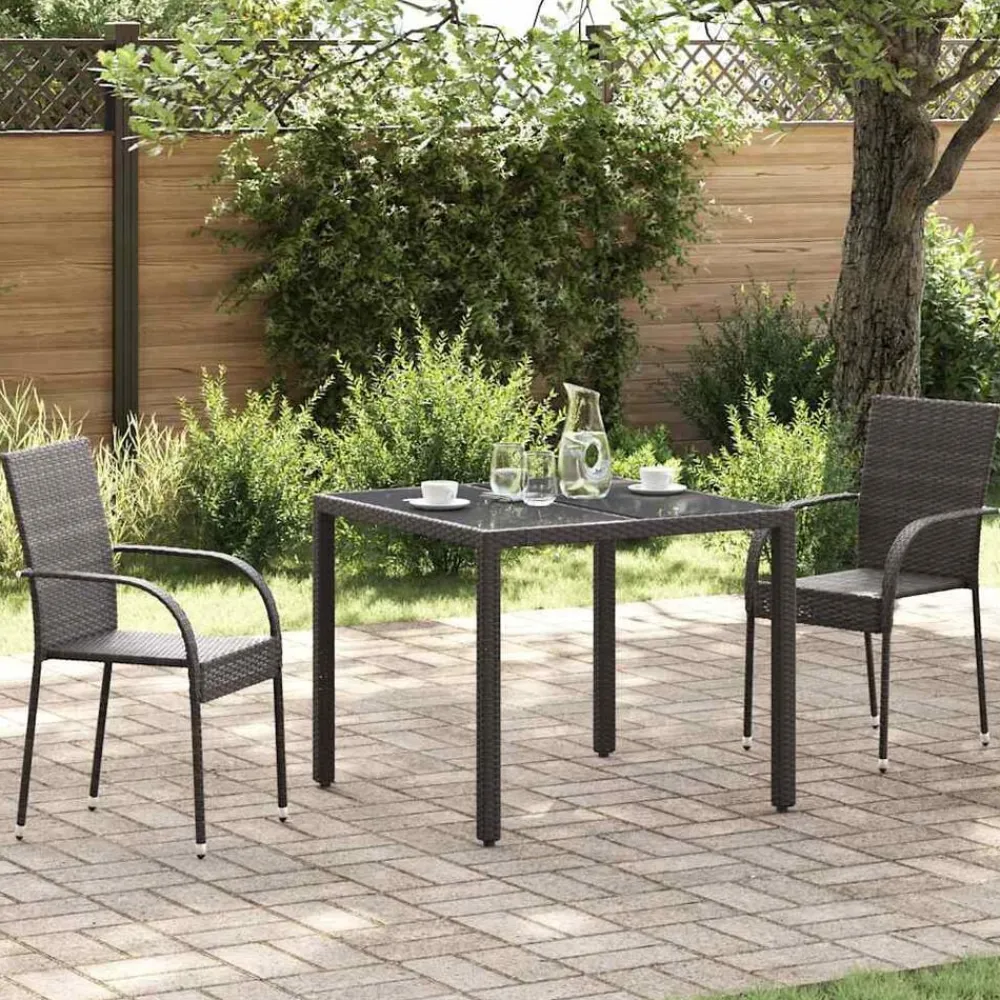 vidaXL Sillas de jardín apilables 2 unidades ratán sintético marrón Marrón Clearance
