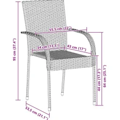 vidaXL Sillas de jardín apilables 2 unidades ratán sintético marrón Marrón Clearance