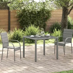 vidaXL Sillas de jardín apilables 2 unidades ratán sintético Gris Hot