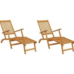vidaXL Sillas de jardín con reposapiés 2 uds madera maciza de acacia Discount