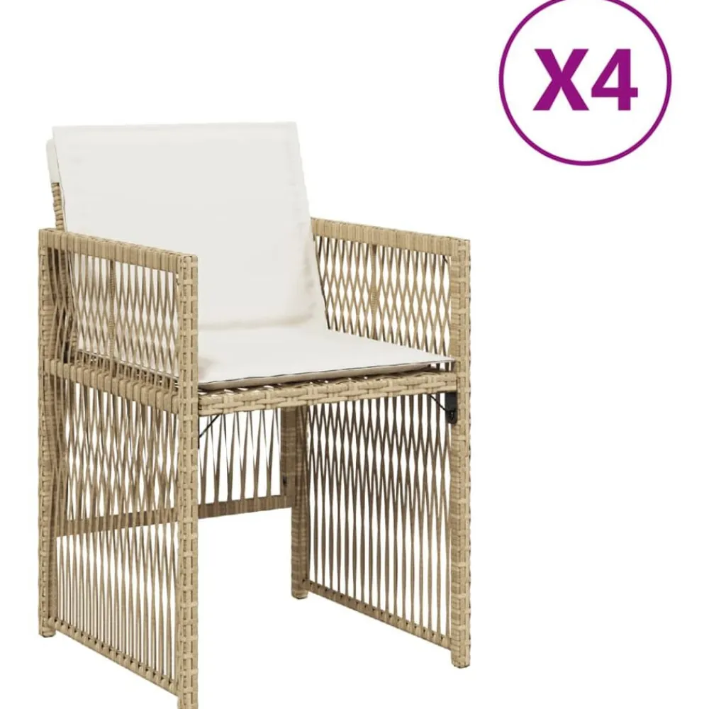 vidaXL Sillas de jardín con cojines 4 uds ratán sintético Beige Hot