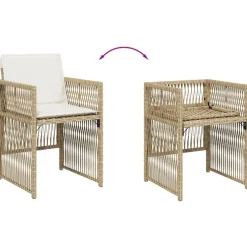 vidaXL Sillas de jardín con cojines 4 uds ratán sintético Beige Hot