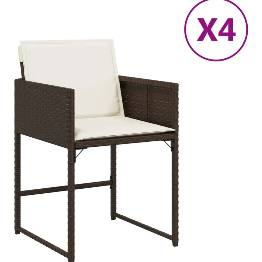 vidaXL Sillas de jardín con cojines 4 unidades ratán sintético marrón