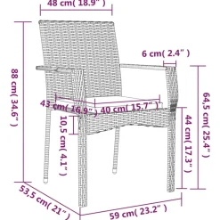 vidaXL Muebles De Jardín-Sillas de jardín con cojines 2 unidades ratán sintético