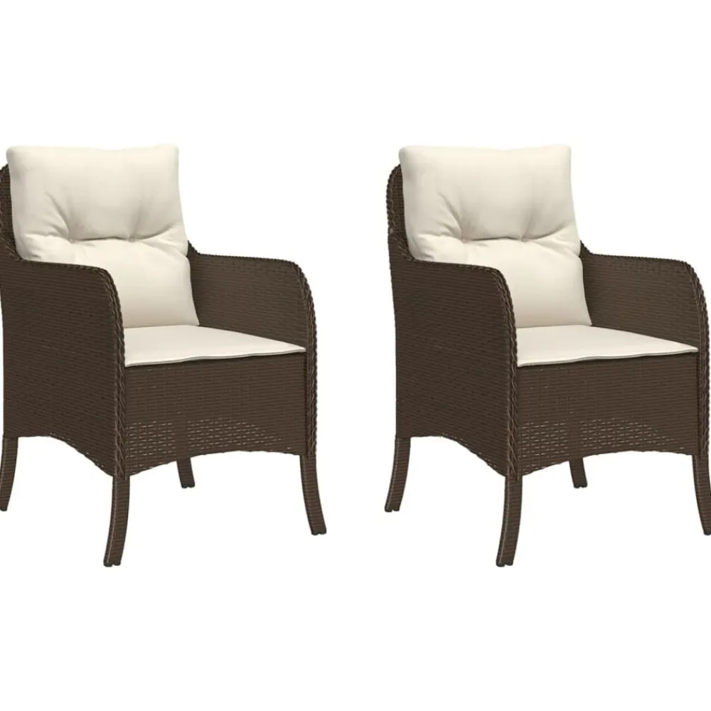 vidaXL Muebles De Jardín-Sillas de jardín con cojines 2 unidades ratán sintético marrón