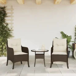 vidaXL Muebles De Jardín-Sillas de jardín con cojines 2 unidades ratán sintético marrón