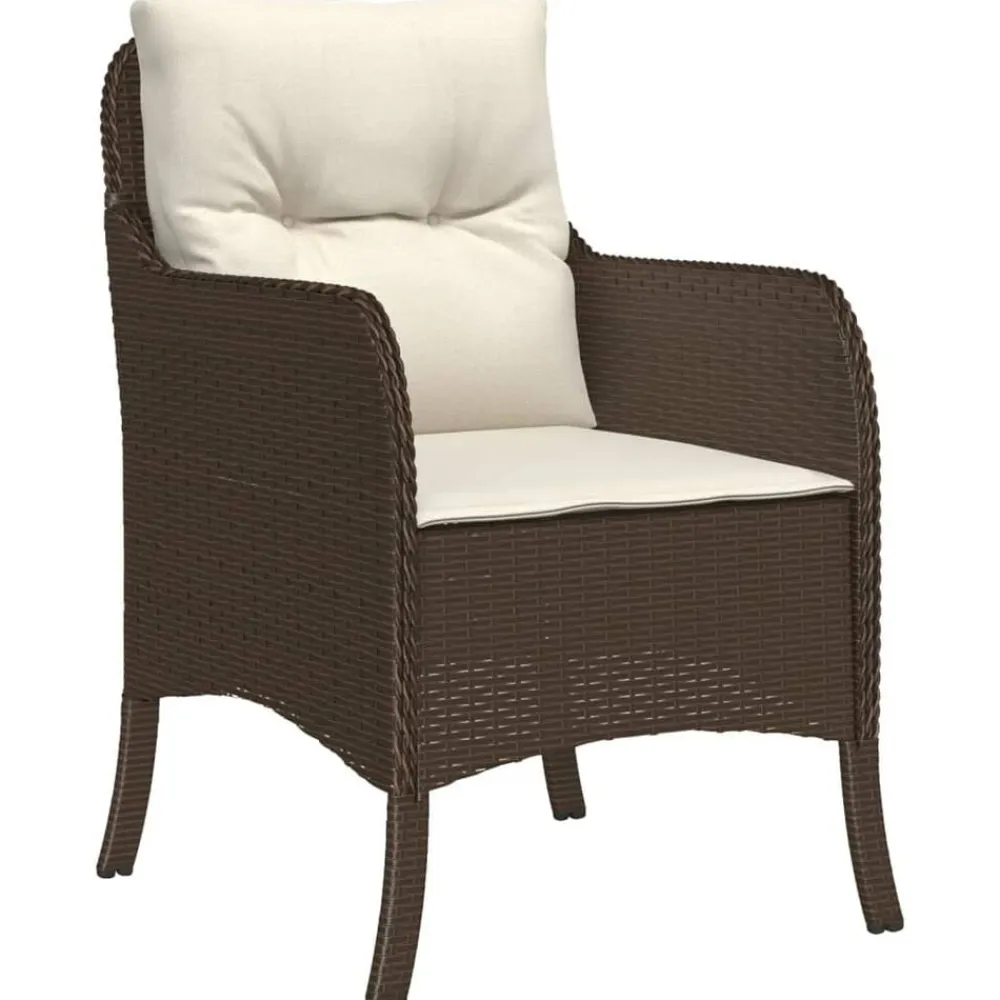 vidaXL Muebles De Jardín-Sillas de jardín con cojines 2 unidades ratán sintético marrón