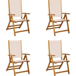 vidaXL Muebles De Jardín-Sillas de jardín plegables 4 uds madera maciza acacia textileno