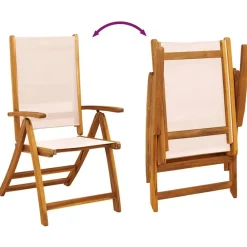 vidaXL Muebles De Jardín-Sillas de jardín plegables 4 uds madera maciza acacia textileno