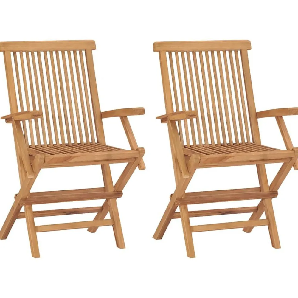 vidaXL Muebles De Jardín-Sillas de jardín plegables 2 unidades madera maciza de teca