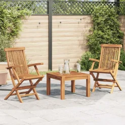 vidaXL Muebles De Jardín-Sillas de jardín plegables 2 unidades madera maciza de teca