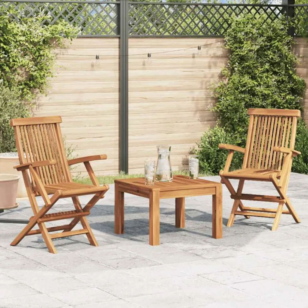 vidaXL Muebles De Jardín-Sillas de jardín plegables 2 unidades madera maciza de teca