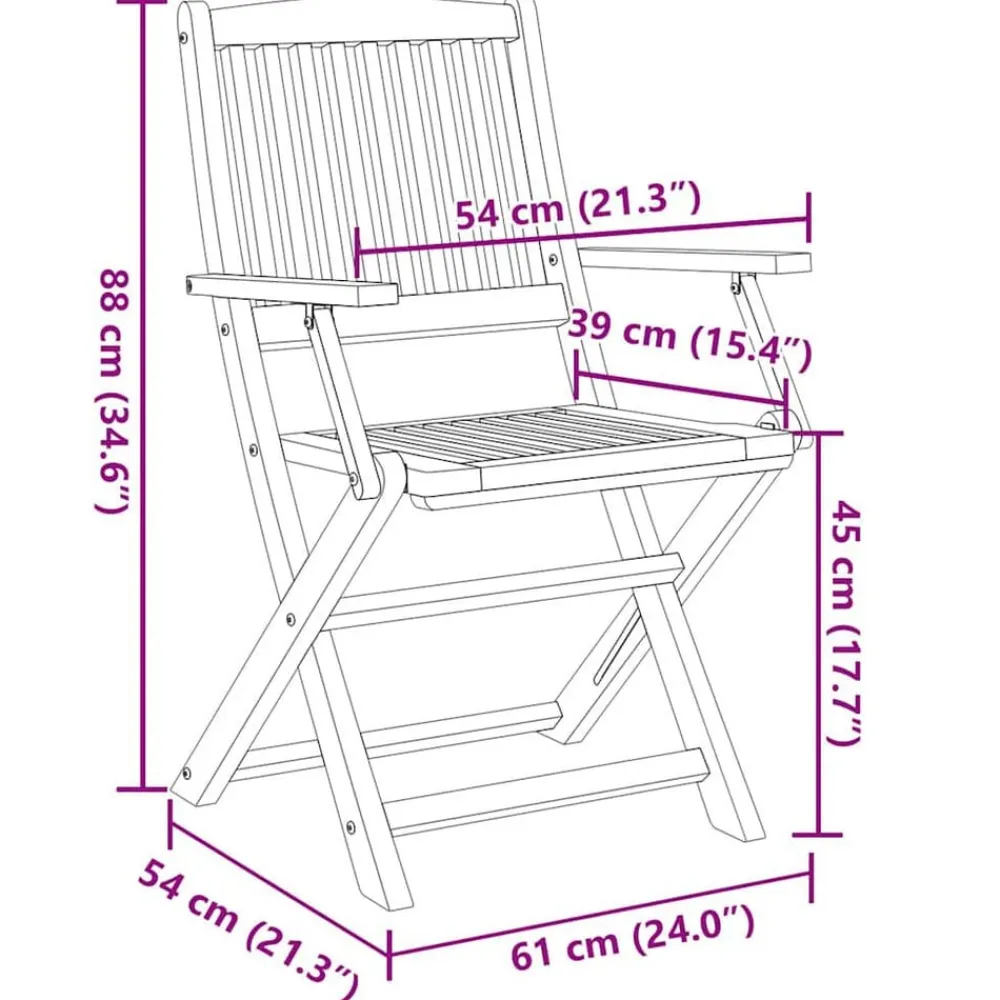 vidaXL Muebles De Jardín-Sillas de jardín plegables 2 uds madera acacia 54x61x88 cm