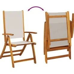 vidaXL Sillas de jardín plegables 4 uds madera maciza acacia textileno Gris Discount