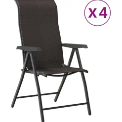 vidaXL Muebles De Jardín-Sillas de jardín plegables 4 uds ratán sintético café