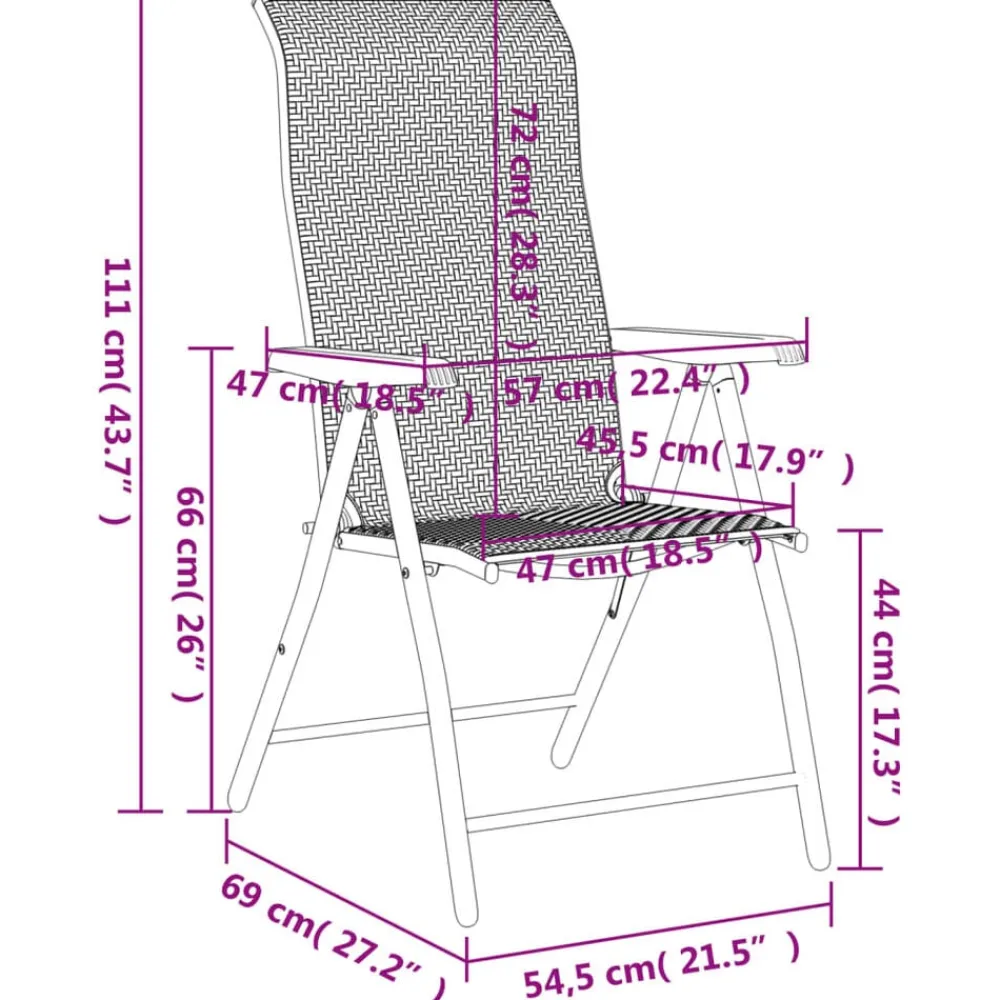 vidaXL Muebles De Jardín-Sillas de jardín plegables 4 uds ratán sintético café