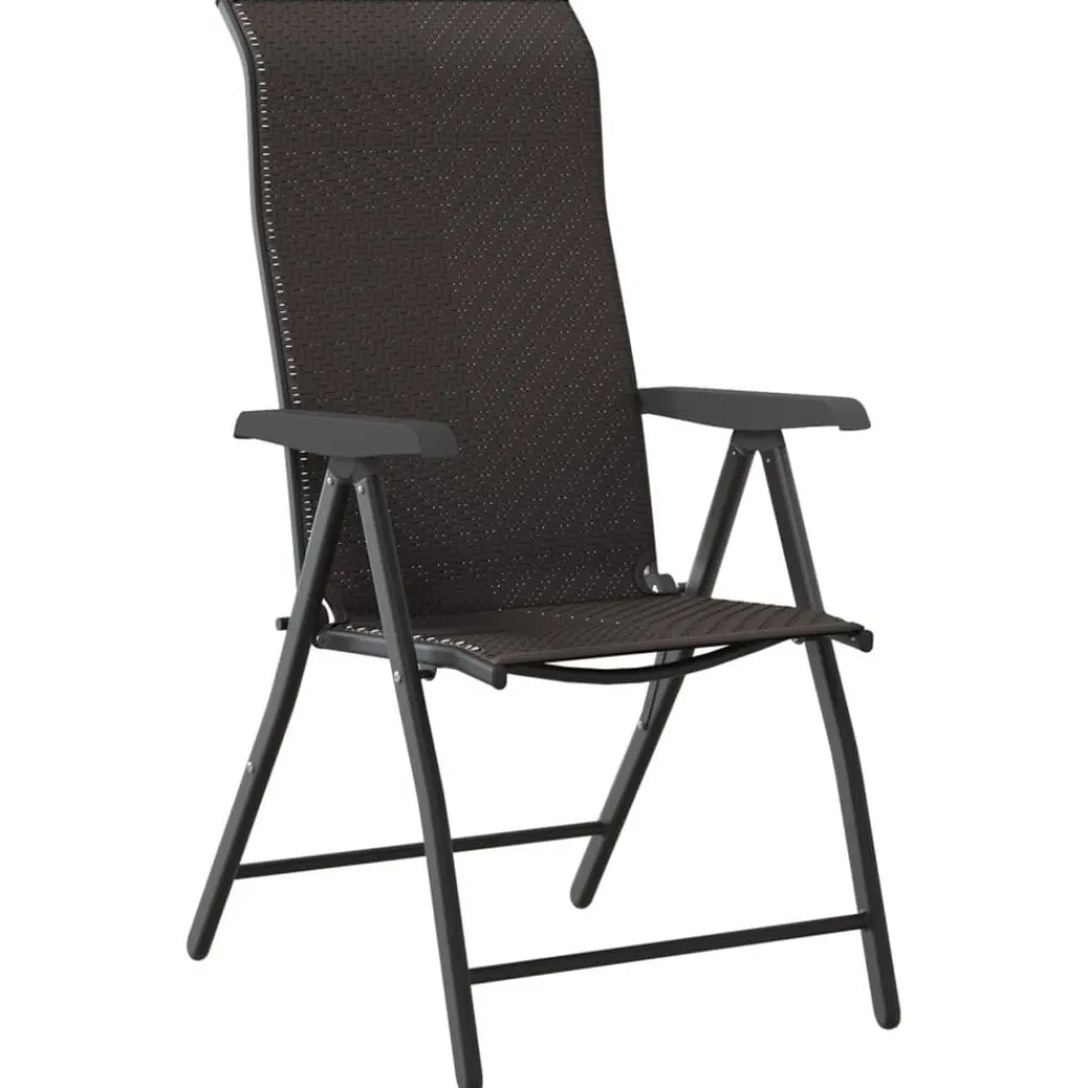 vidaXL Muebles De Jardín-Sillas de jardín plegables 4 uds ratán sintético café